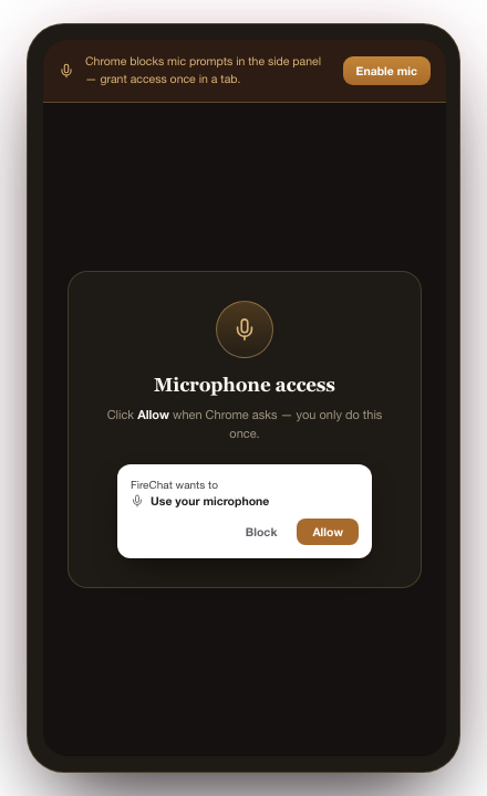 One-time microphone permission tab