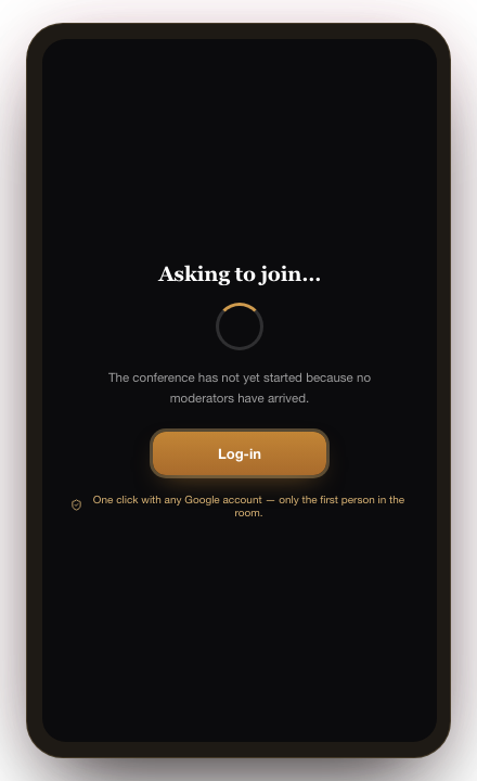 Jitsi moderator log-in screen